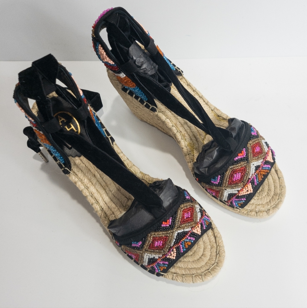 Ash Paola Fabric Open Toe Platform Sandals Black -6 - Picture 6 of 8